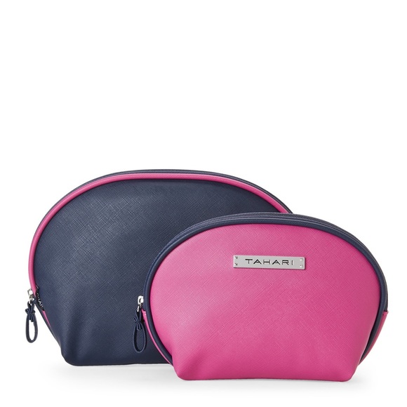 TAHARI 2 piece Pink & Navy Dome Multi use Bag Set - Picture 3 of 8
